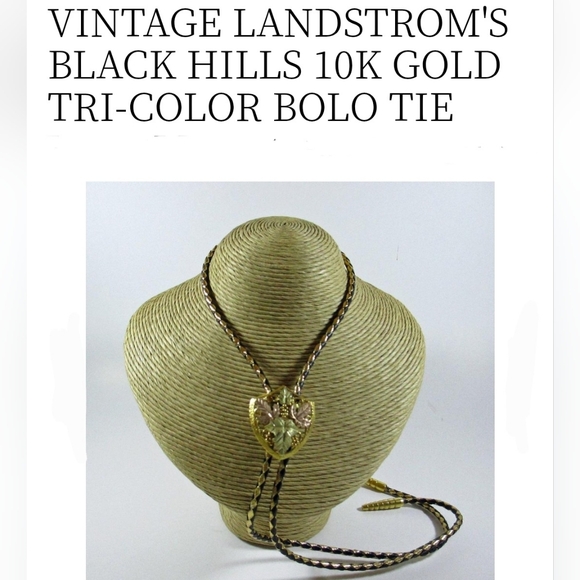 NEW Vintage Landstrom's Black Hills Tri-Color 10k Gold BoloTie.Unisex